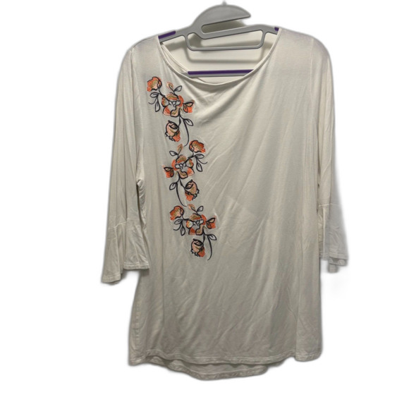 Apt 9 Tunic White w/Floral Embroidered Design Size Large EUC - Picture 3 of 10